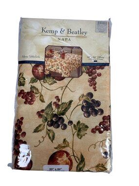 Kemp & Beatley Napa Fabric Tablecloth 60" X 84" Oblong Grapes Fruit Wine Tuscan